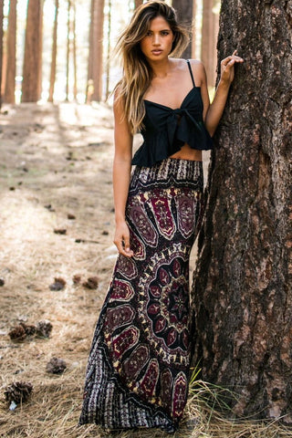 Broken Wing Maxi Skirt-Dark Dial