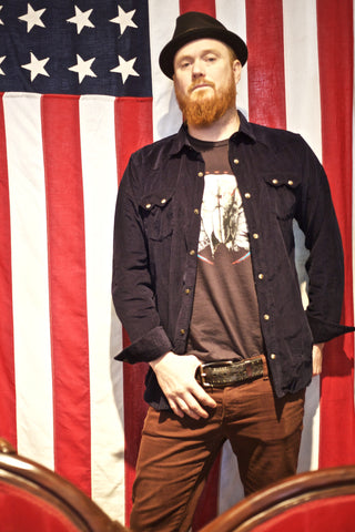 Corduroy Western Shirt Navy