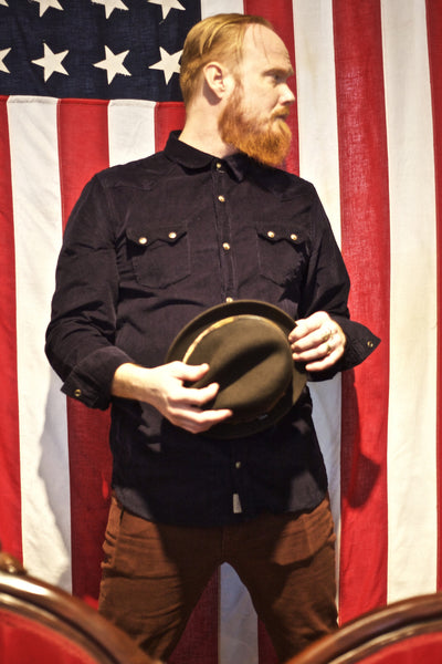 Corduroy Western Shirt Navy