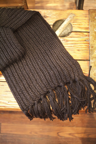 Oversized Fringe Scarf Black