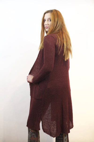 Maxi Cardigan- Burgundy