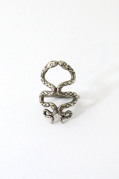 Sterling Silver Kissing Snakes Ring