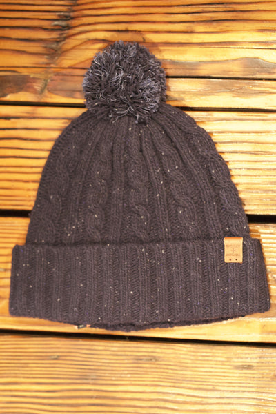 Pom Pom Lambswool Beanie - Navy