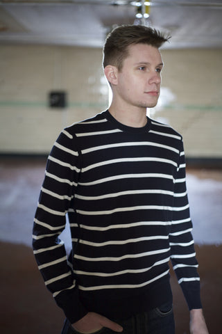 Navy Stripe Crew Neck Sweater