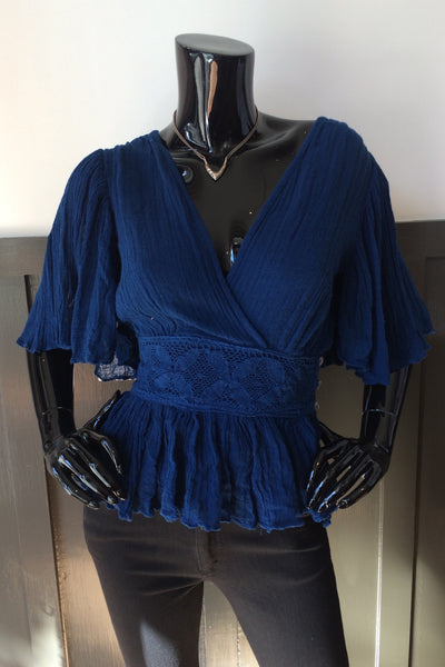 Solana Ruffle Top Hot Blue