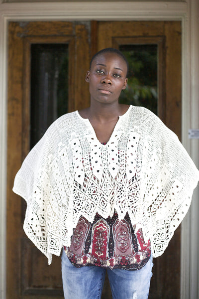 Barcelona Crop Kaftan Ivory